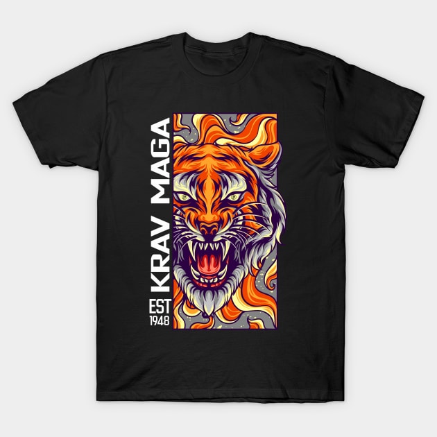 Killer Krav Maga Tiger Design T-Shirt by loumed